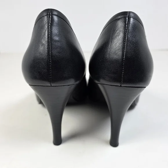 Roberto Vianni Black Leather Buckle Stiletto Heels - Picture 5 of 9